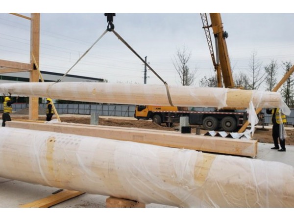 04月-2 梁緣建科在建國家級木業檢測中心項目完成一層結構柱安裝